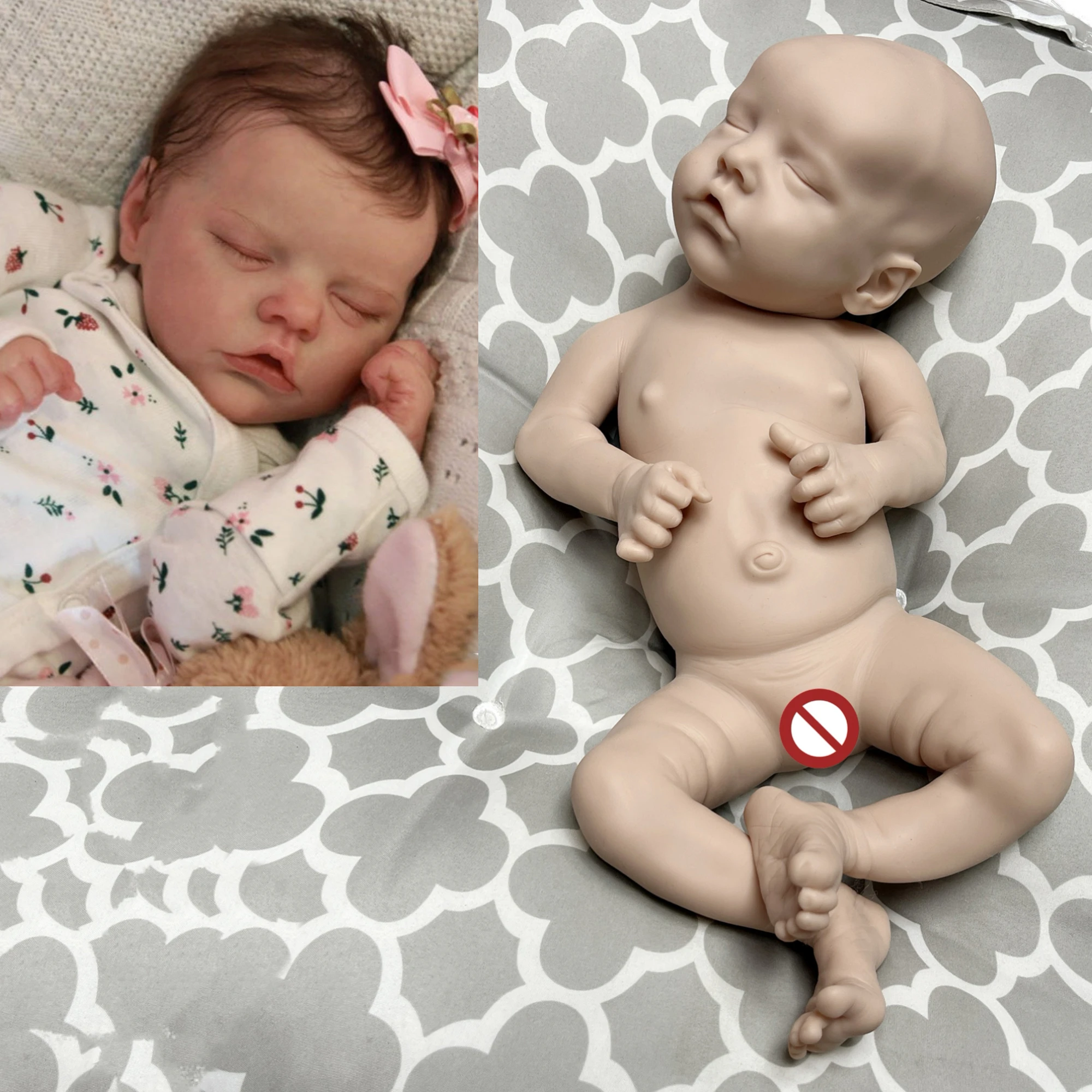 

18 Inch Twins B Unapinted Silicone Bebe Reborn Doll Handmade Lifelike Newborn Doll bebe reborn corpo de silicone inteiro