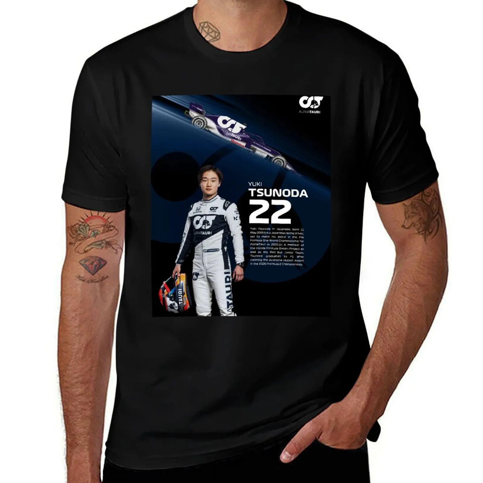 

F1 Yuki Tsunoda 22 T-Shirt tees cotton man t-shirts blue archive mens fashion