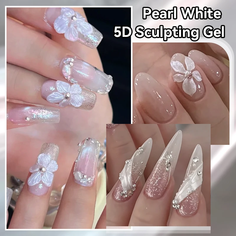 BORN PRETTY 1 bouteille 5ml 5D sculpture Gel vernis à ongles perle blanc façonnage sculpture fleur tremper UV LED Nail Art dessin conception