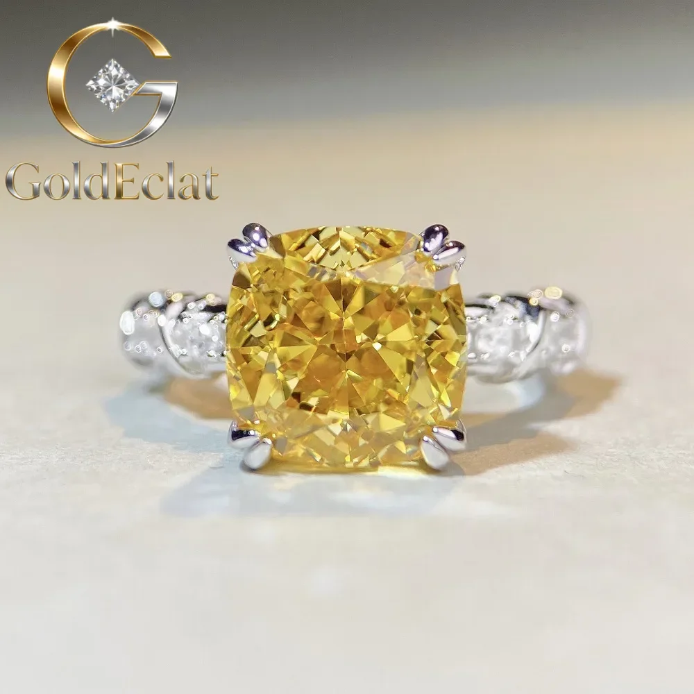 

Кольцо GoldEclat High-End из платины PT950 и белого золота для женщин, с желтым бриллиантом огранки «Ледяной цветок»