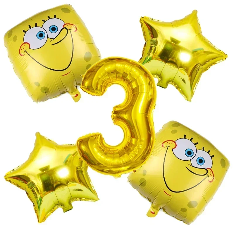 5 قطع الكرتون سبونجبوب سكوير التعبير بالونات مجموعة حفلة عيد ميلاد الألومنيوم احباط بالون الزفاف زينة استحمام الطفل #5