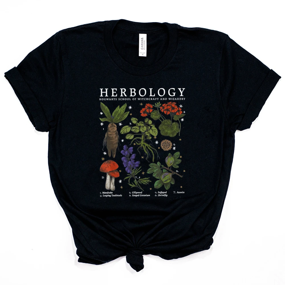 Herbology Plants T-shirt Magic Wizard Witchcraft School Shirt Plants Botanical Herbology Tee Unisex Short Sleeve Tees Wizard Top