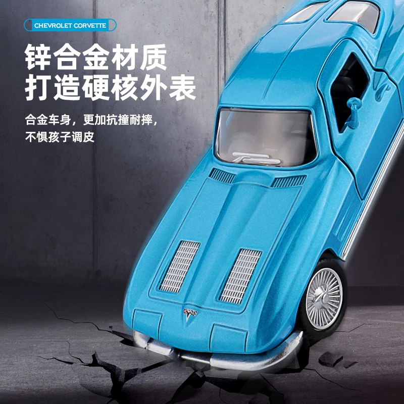 1:36 C2 modelo de liga de carro vintage vintage peixe de vison amarelo clássico decoração de carro americano