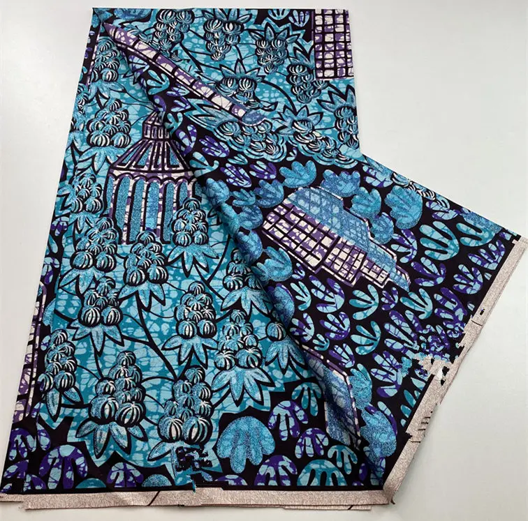 

Качественный нигерийский золотой печатный материал Анкара, восковой материал, 6 ярдов, горячая распродажа, африканский блестящий золотой восковой ткани, высокое платье H5-330-2