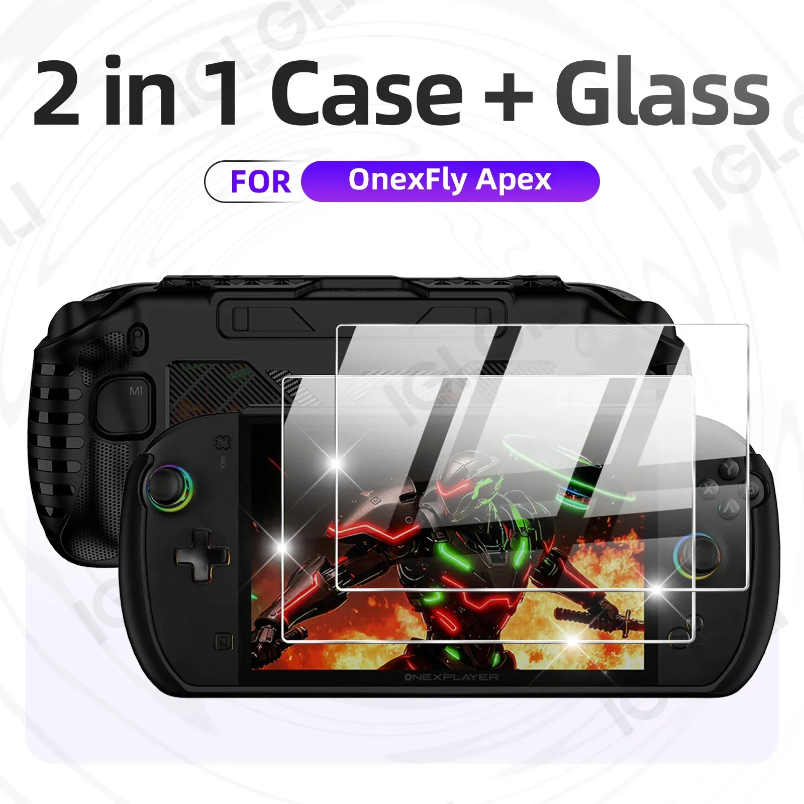 

2 in 1 Accessories Set for OnexFly Apex Protective Case with 9H Tempered Glass Screen Protector Shockproof Anti-Scratch Cover
