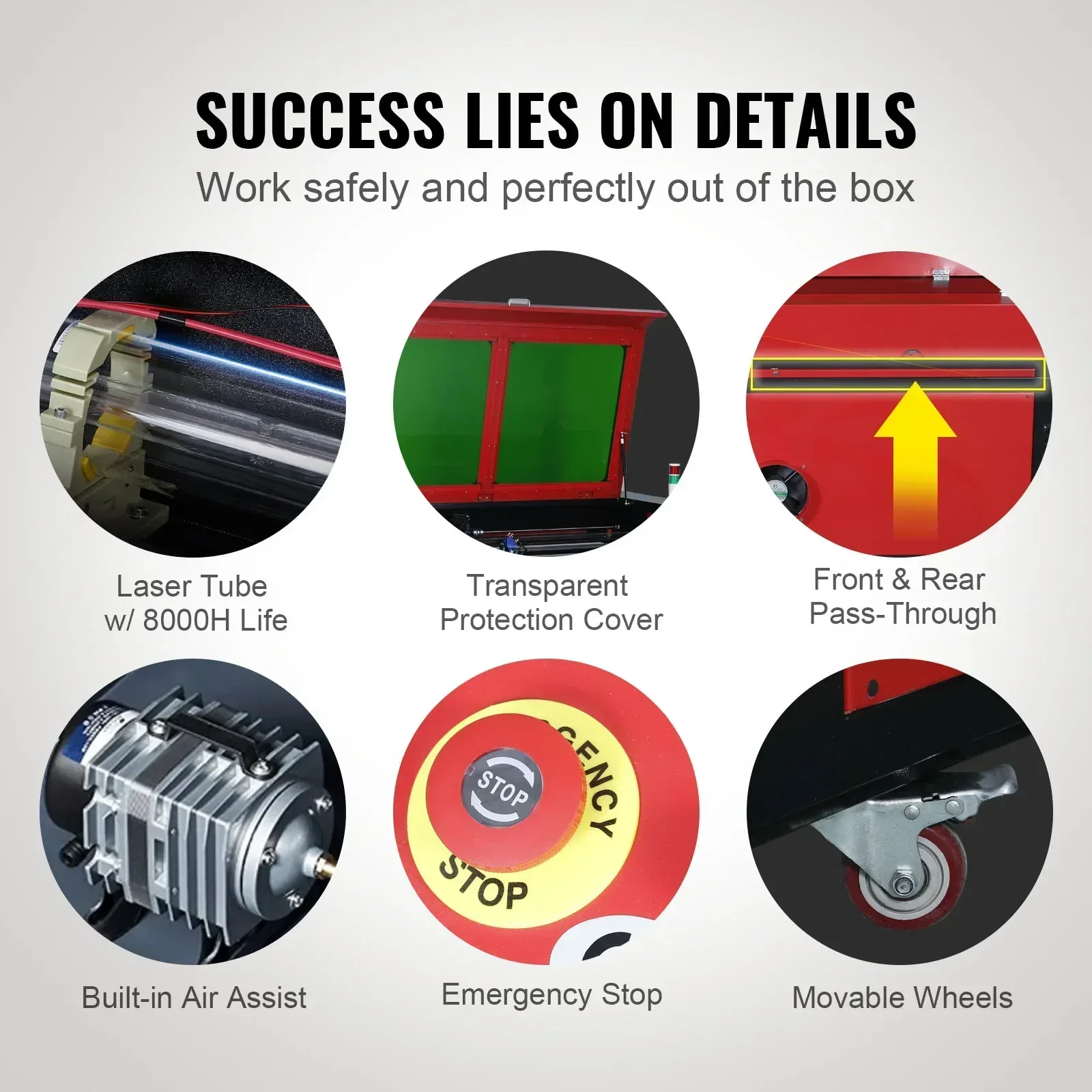 VEVOR CO2 الليزر حفارة 50 واط 60 واط 80 واط 100 واط 130 واط مع أنبوب الليزر RUIDA Lightburn آلة نحت النقش بالليزر للخشب الاكريليك