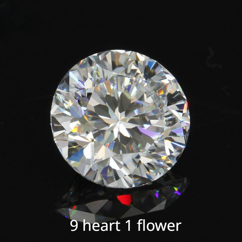 9 Heart 1 Flower Cut D Color VVS1 Round Moissanite Loose Stone 0.5-4ct Iced Moissanite Diamond Gemstone Bead Pass Tester for Diy