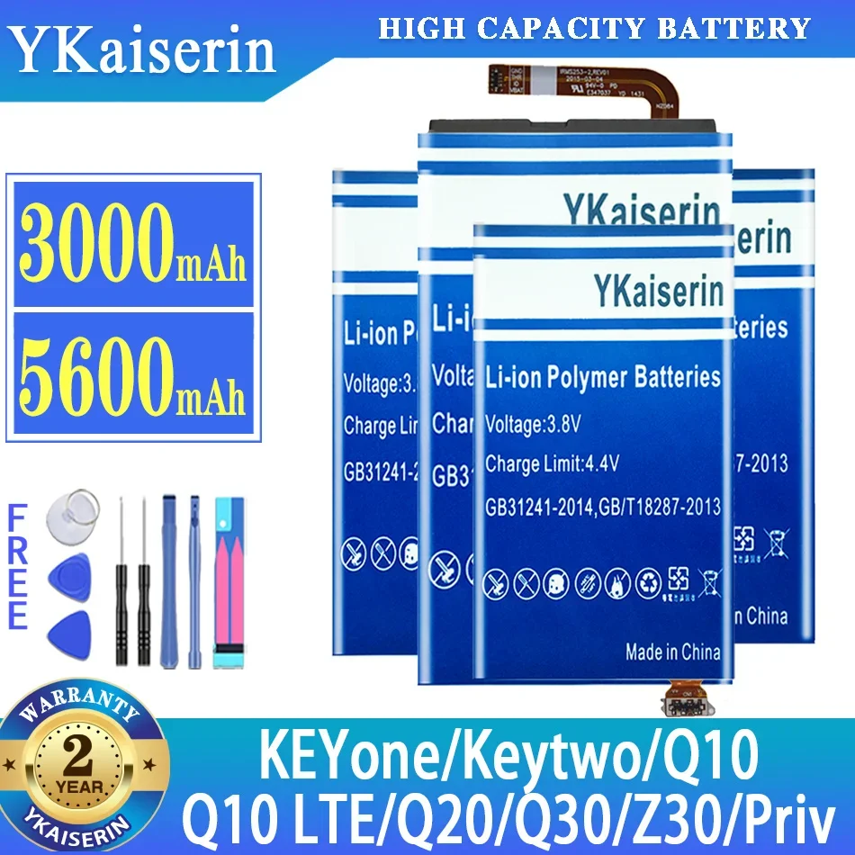 YKaiserin Battery For BlackBerry KEYone/Keytwo KEY2/Passport 4G Q30/Priv/Q10/Q10 LTE/Q20/Classic Z30 Batterij + Free Tools