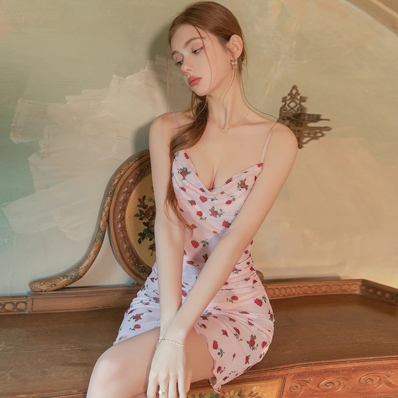 

Розовый принт Babydols, эластичное сетчатое ночное платье, комплекты эротического нижнего белья Lencería Hot Caliente, порно нижнее белье, женская сексуальная кукла