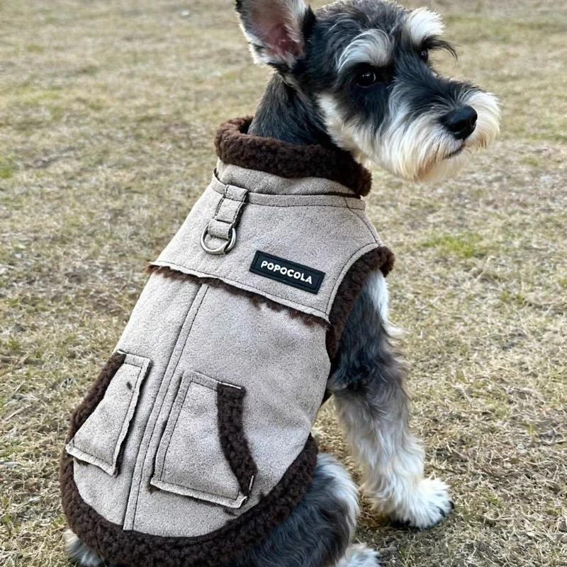 

Зимний жилет с мехом для собак-колбасок, теплый толстый жилет, шнауцер Bigbear, зимний утолщенный теплый жилет для маленьких собак