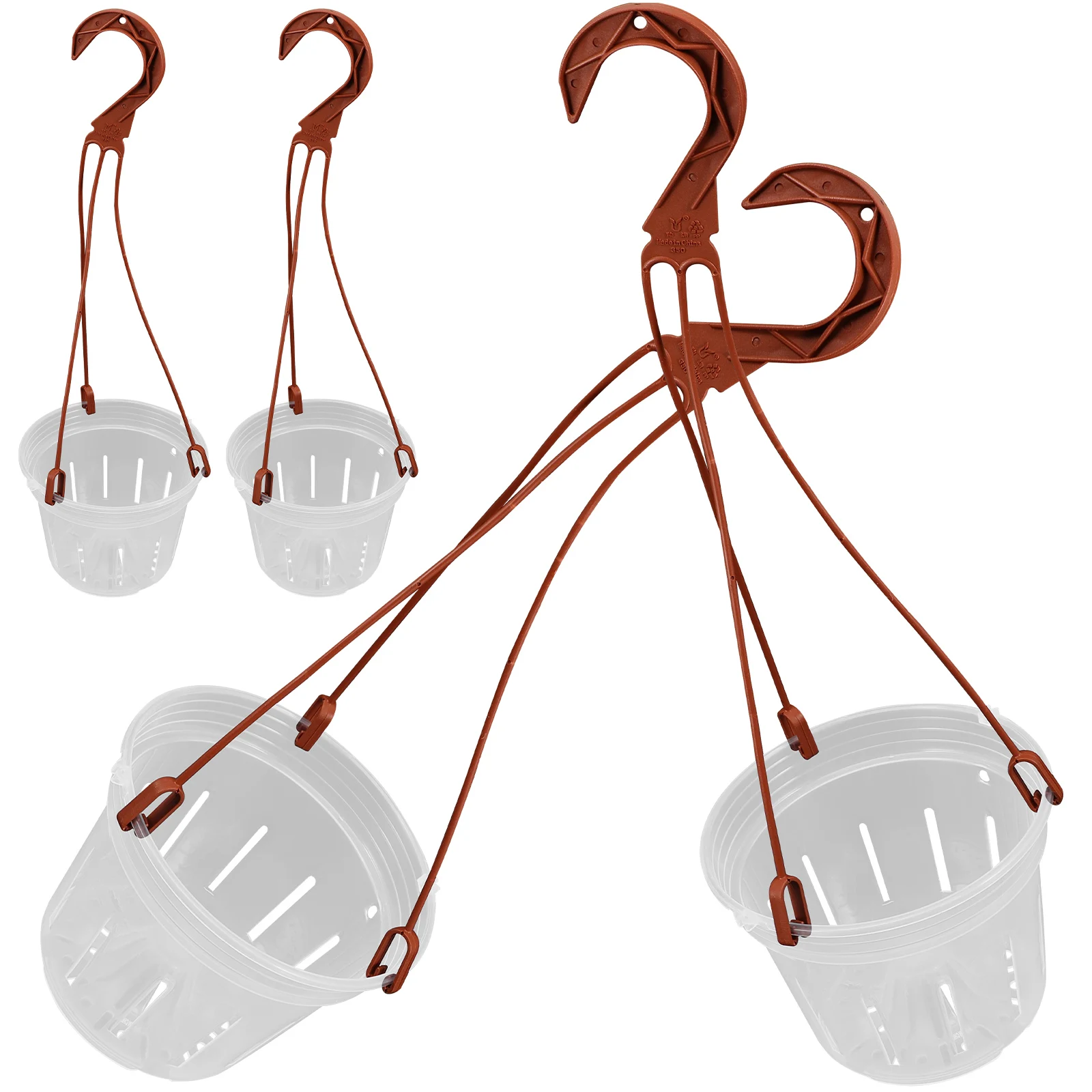 

4 Hanging Flowerpot Sets Plastic Rectangular Hanging Planters Indoor Outdoor for Orchid Succulent Balcony Plant Pot Decor