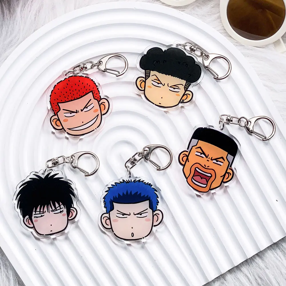 5Pcs Anime Figures Slam Dunk Acrylic Keychain Bag Charms Accessories Cute Backpack Key Holder Funny Keyring Fans Friends Gifts