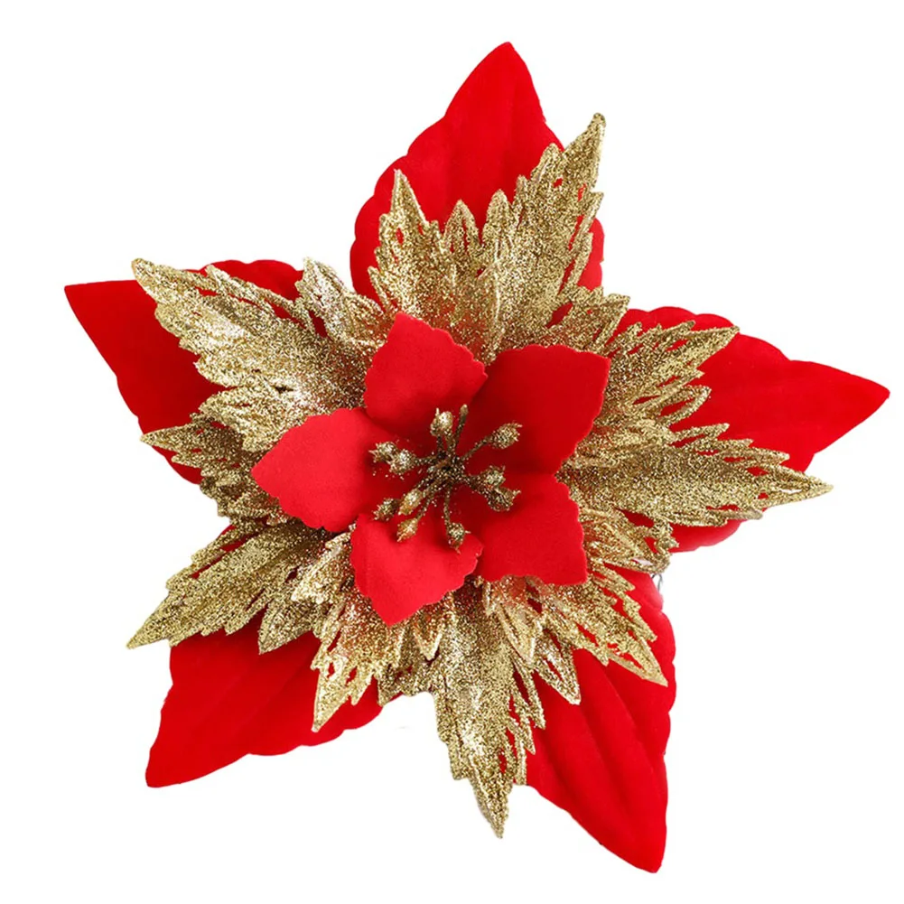 1pcs 18cm Christmas Decoration Velvet Flower Party Festival Decoration Ornaments Accessories Fake Flore For Christmas Decoration