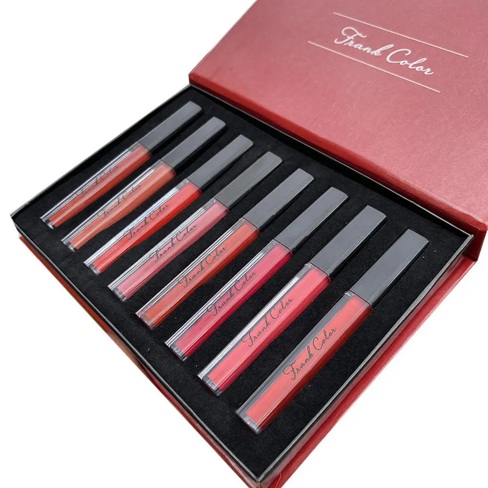 8 Stuks/1Set Matte Lippenstift Set Fluwelen Lip Glazuur Kleur Charme Blijvende Niet-Vervagende Lip Make-Up Waterdichte Student Lipgloss Voor Meisje