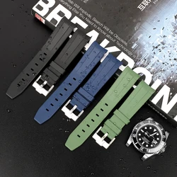 Fluoro Rubber Strap 20mm Curved End Replacement Wristband Sport Waterproof FKM Watch Band for Women Men Watch Accessories