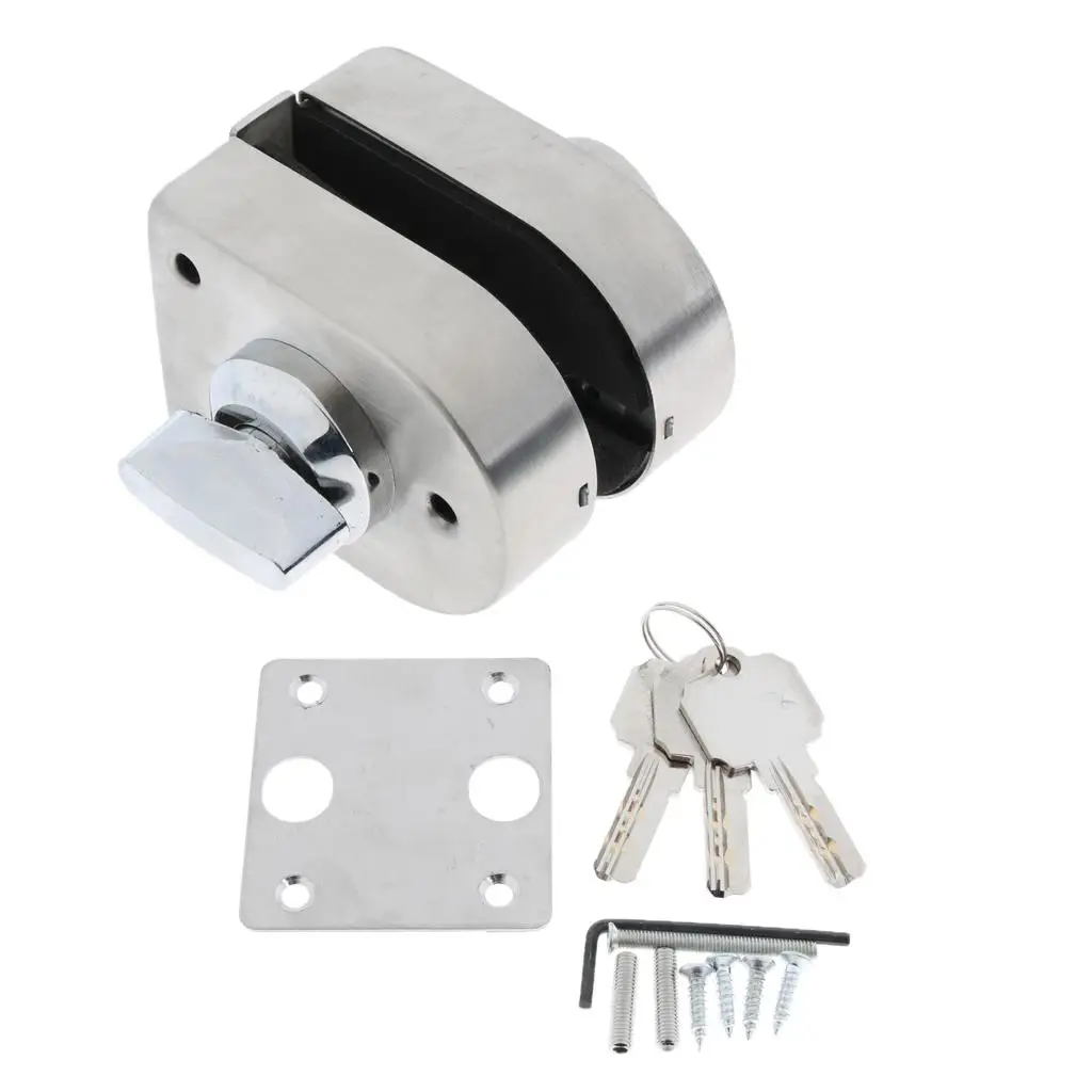 304 Stainless Steel Antitheft Security Glass Door Lock for 10-12mm Thickness