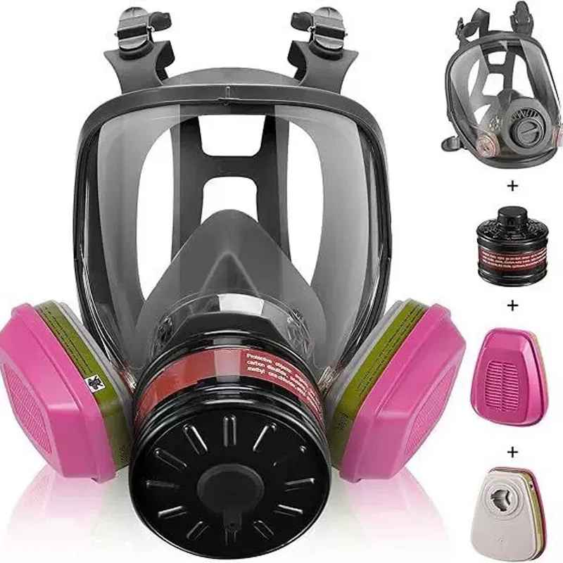 2026 Full-face respirator compatible with filter cartridges; dust-proof face mask for spray painting; drop shipping available