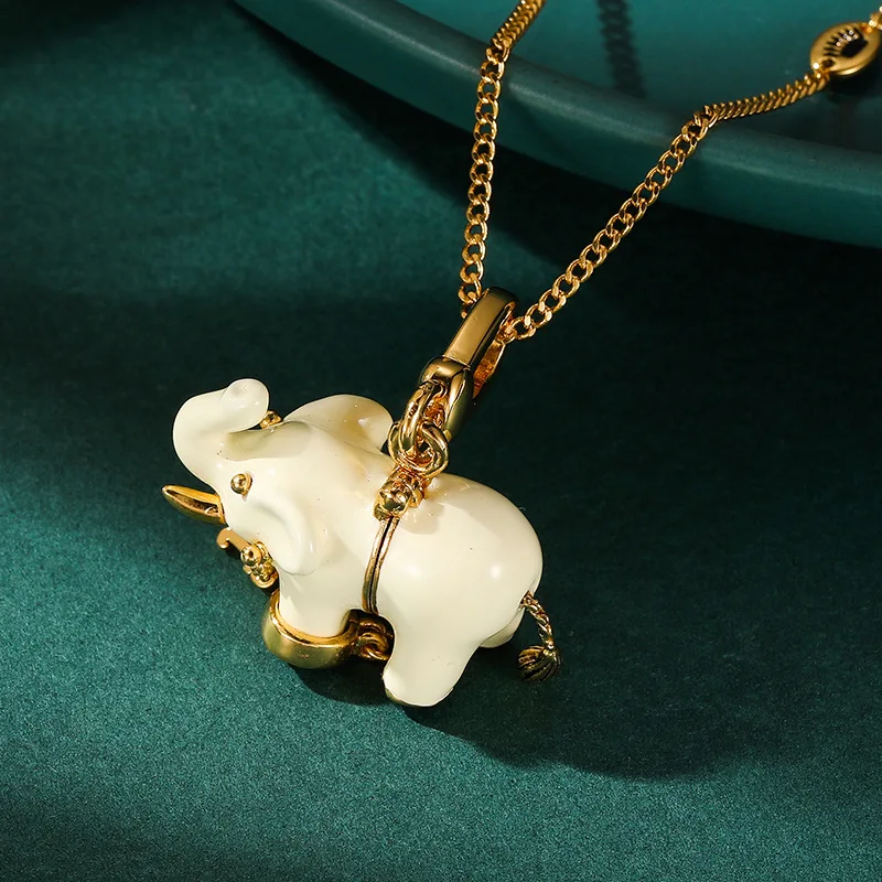 

ArLea White Lucky Elephant Pendent Necklace Sweater Chain Animal Pendant Charms Elephant Key chain Bag Pendant Birthday Gifts