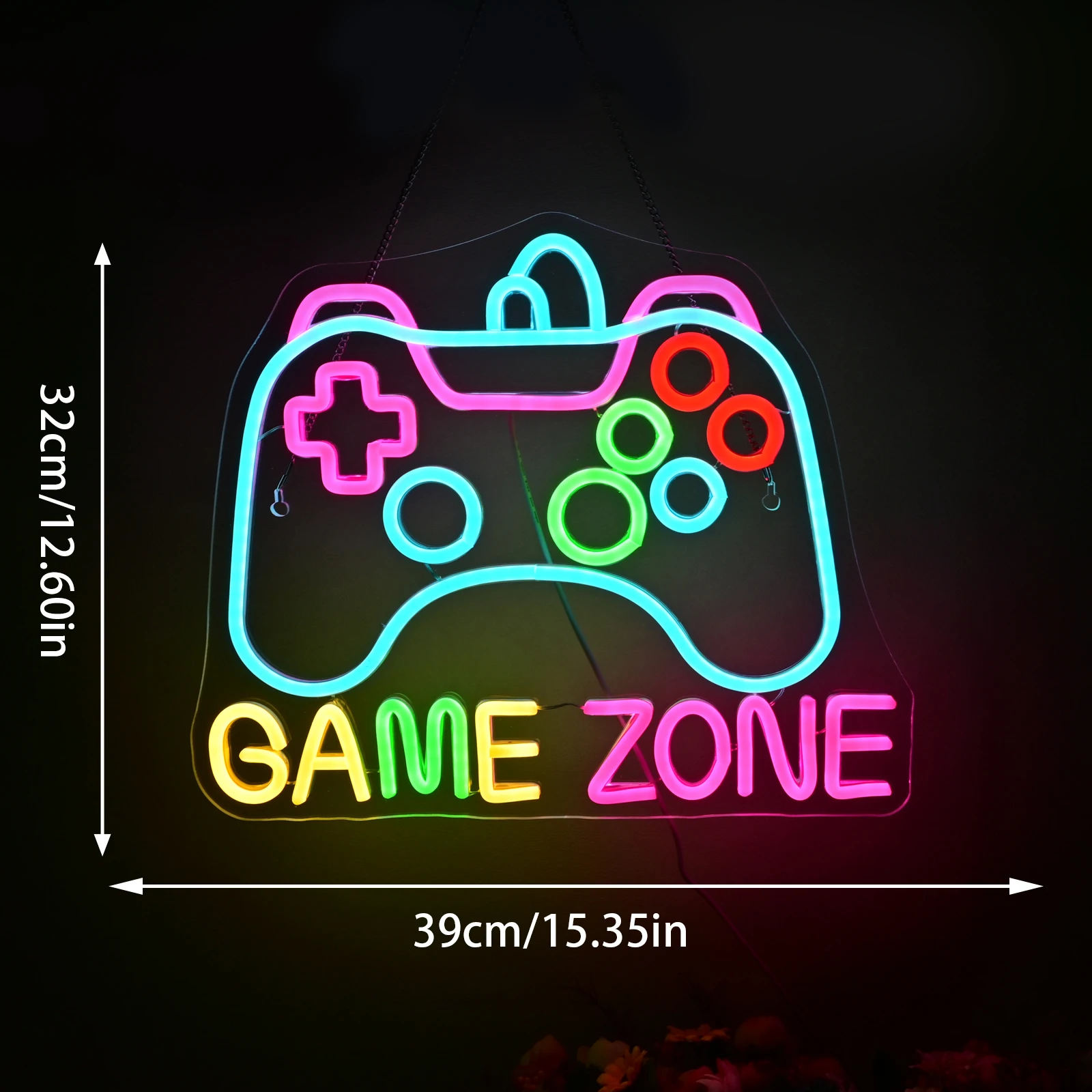 Zona de jogo sinal de néon regulável controlador de néon sinal para sala de jogos decoração gamepad em forma de sinal de néon de jogos para adolescentes meninos decoração do quarto
