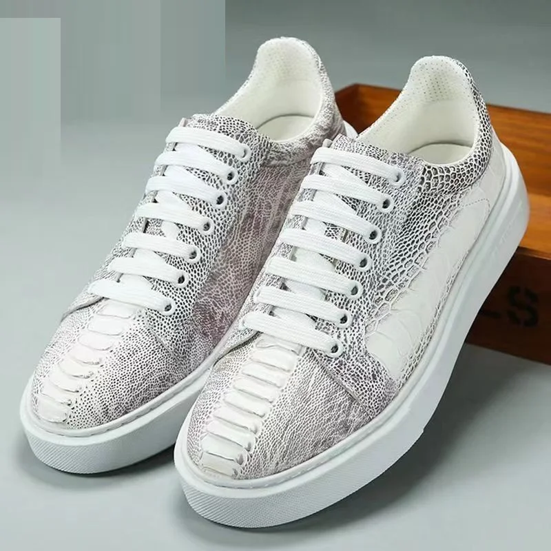 2026 new arrival Fashion Ostrich skin causal shoes men,male Genuine leather shoes PDD449