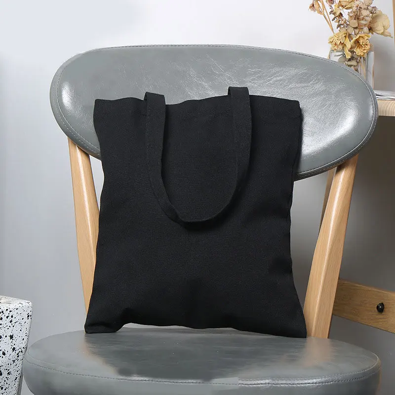 Personalized Custom Printed Shopper Bridesmaid Gift Bag Black Canvas Tote Bags Foldable Fabric Shopping Bag To Customize