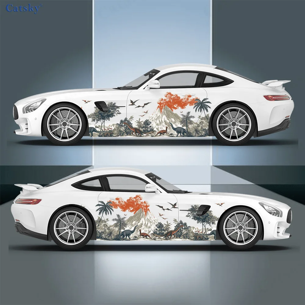 

Наклейка с изображением вулканического извержения в мире динозавров, для автомобилей и грузовиков, прочная, устойчивая к выцветанию, легко устанавливается и снимается - улучшает внешний вид автомобиля.