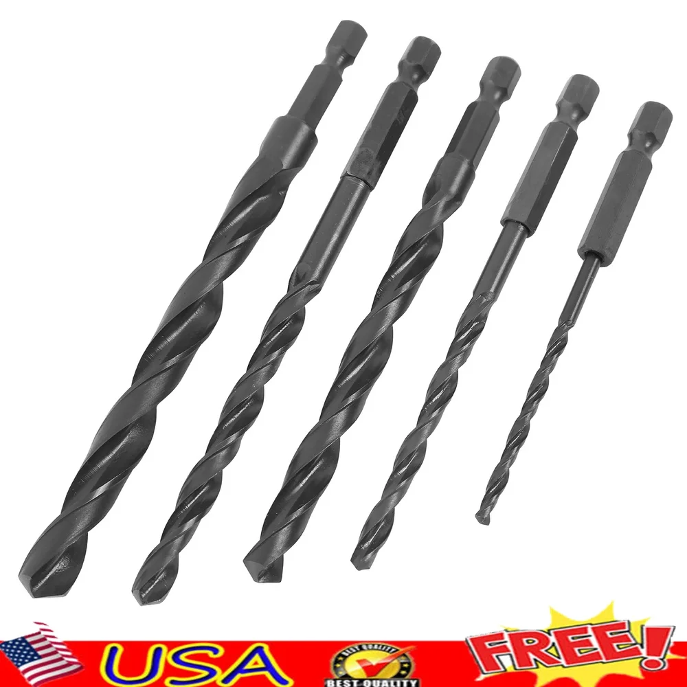 

Набор сверл с шестигранным хвостовиком, 5 предметов, быстросменные сверла из быстрорежущей стали, предотвращающие скольжение, в комплект входит 1/8 3/16 1/4 5/16 3/8