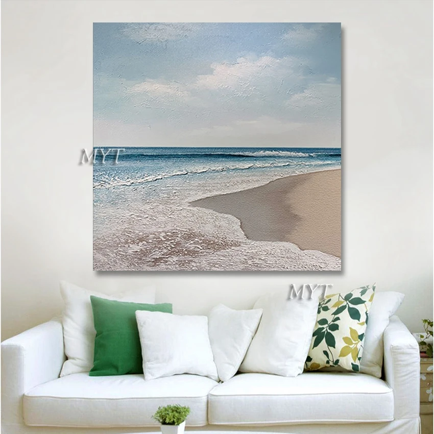 

100% Hand-painted Abstract Beach Oil Painting Canvas No Framed Latest Arrival Seascape Wall Picture Art For Room Home Decoration