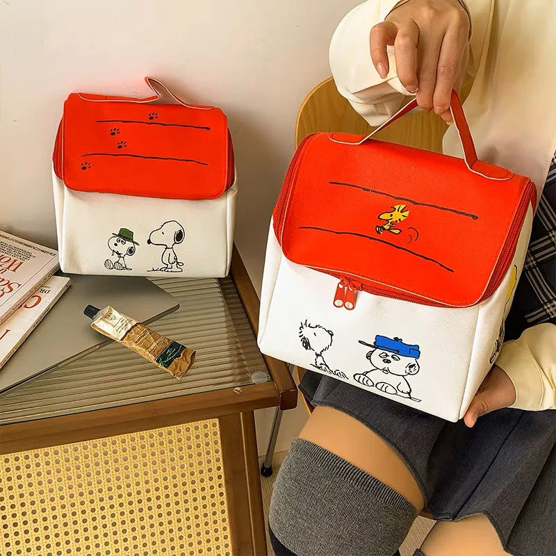 Snoopy Makeup Bag Kawaii Cartoon Surrounding Snoopy Tote Cosmetic Storage Bag Women Shoulder Crossbody Bags Nylon Handbag - Detail 1