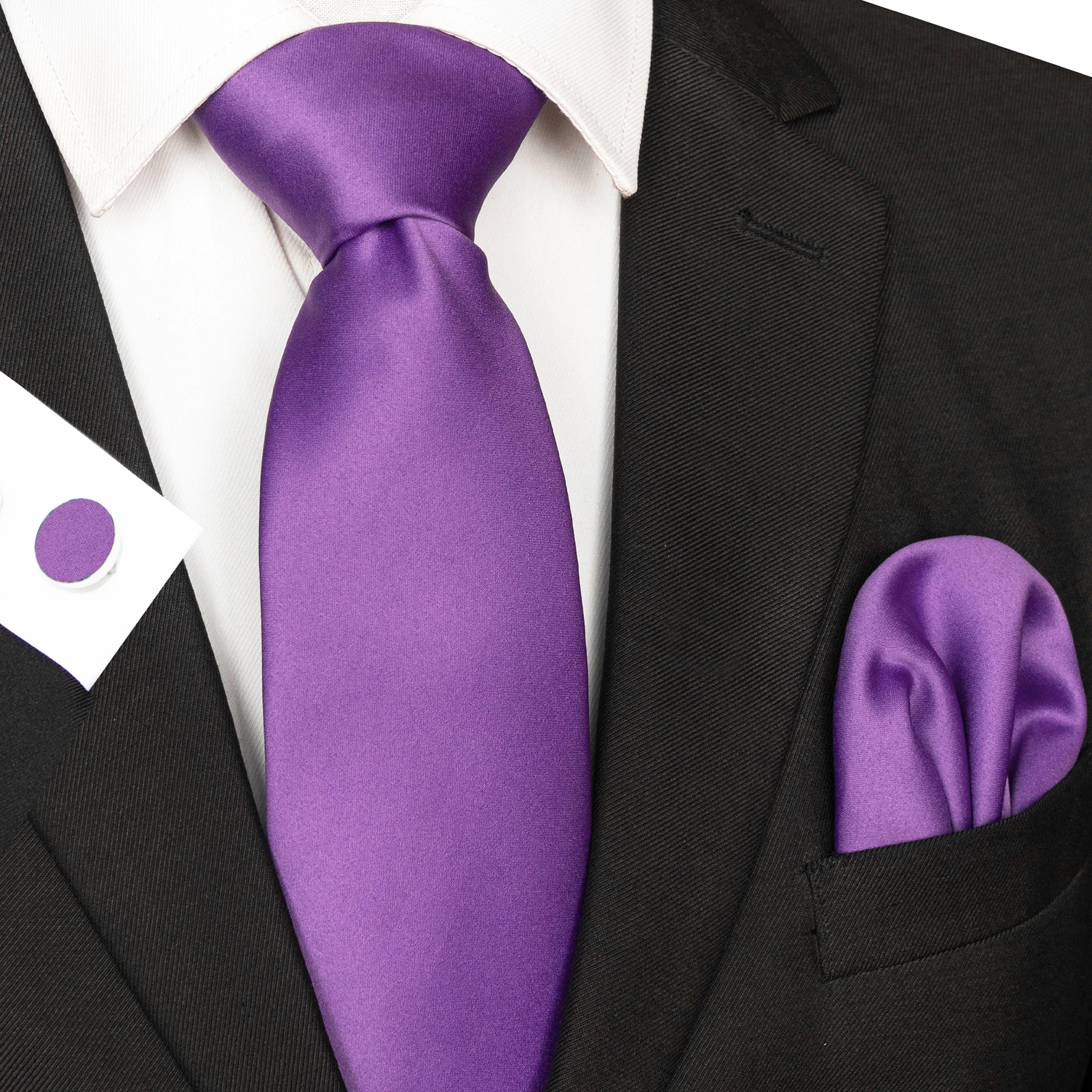 30 verschiedene Farben, solide Polyester-Krawatten für Herren, Einstecktuch, Manschettenknöpfe, Geschenk, Hochzeits- und Party-Accessoires, 8cm Krawatten-Set, kostenloser Versand – Detail 17