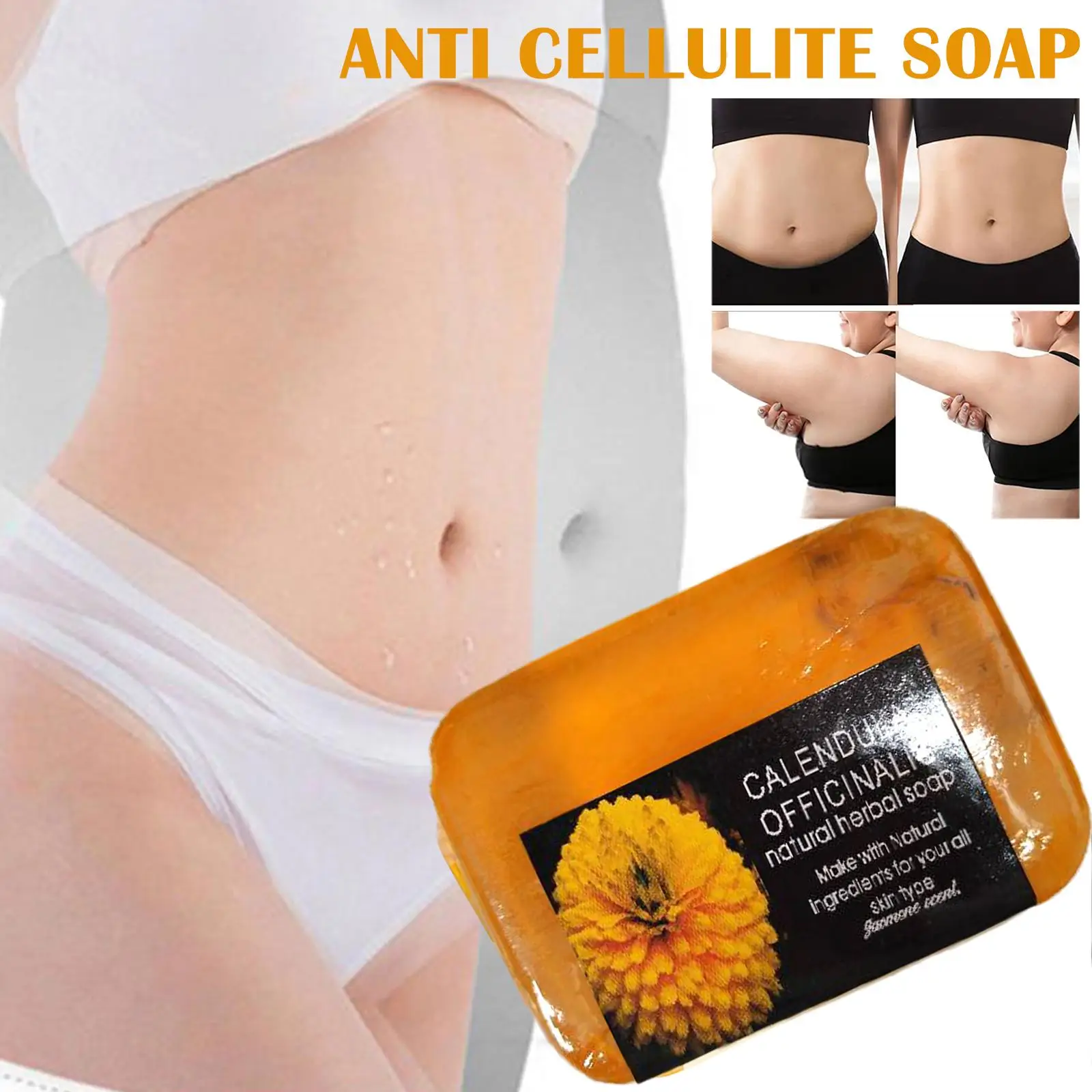 Anti Cellulite Organic Calendula Soap Skin Firming Anti Swelling Weight Loss Slimming Natural Serum Massage Spa Beauty Soap