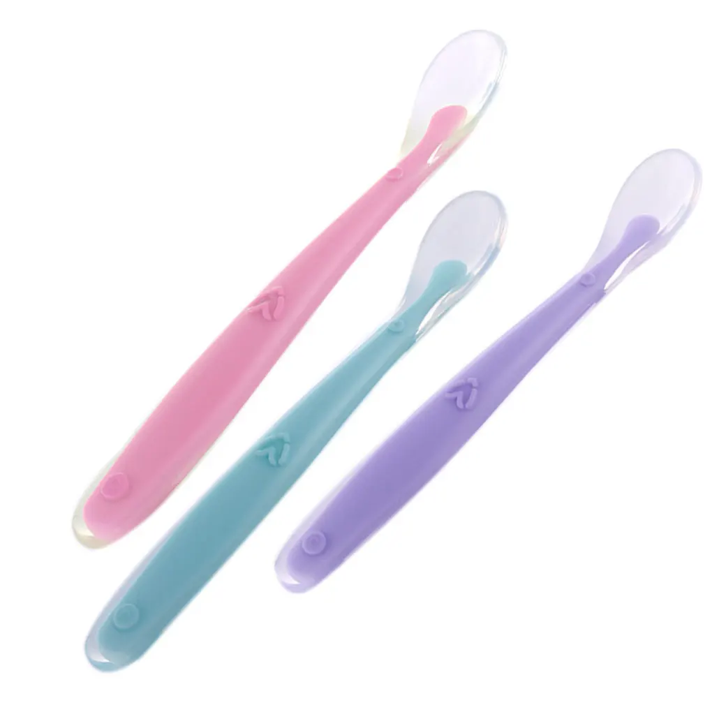 Baby Soft Silicone Spoon Candy Color Spoon Children Food Baby Feeding Dishes Safety Feeder Children Eating Training Spoon