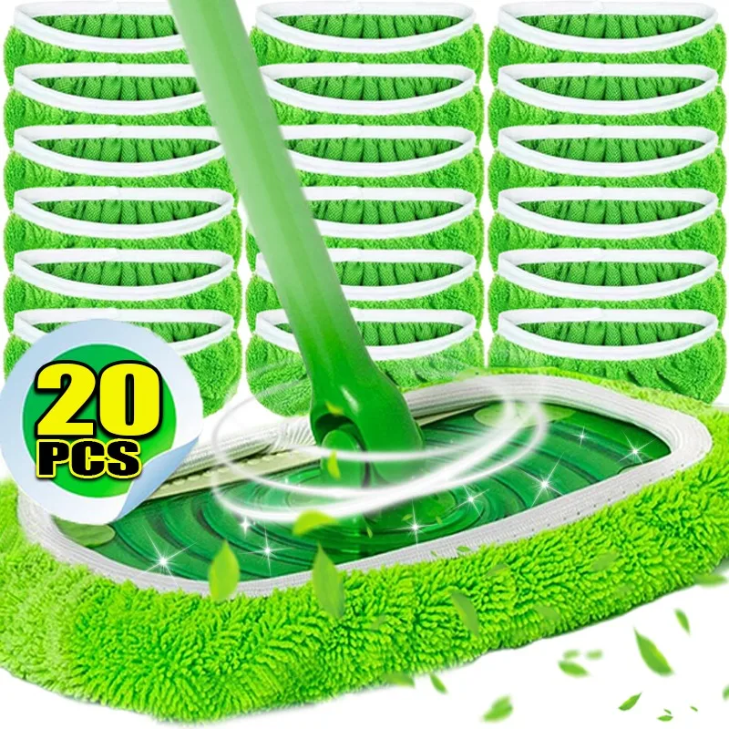 1-20pcs Sweeper Wet & Dry Cleaning Cloths Microfiber Mop Pads Replacement Furniture Flooring Mop Head Cover Washable Rags Towels