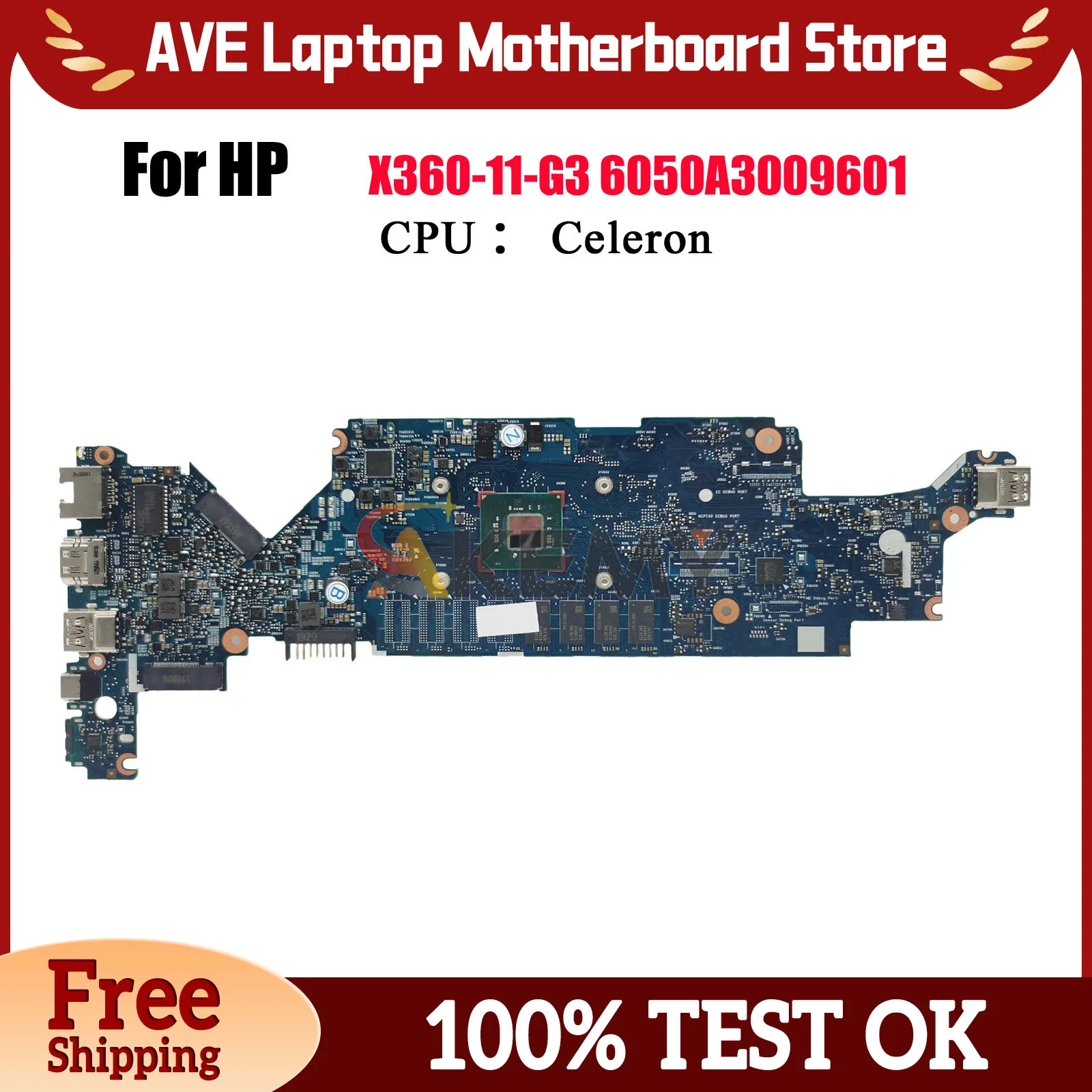 

6050A3009601 для ноутбука HP ProBook X360 11 G3, материнская плата L43772-601 L43774-601 с процессором N4000 N4100, 4 ГБ ОЗУ, 100% полностью протестировано