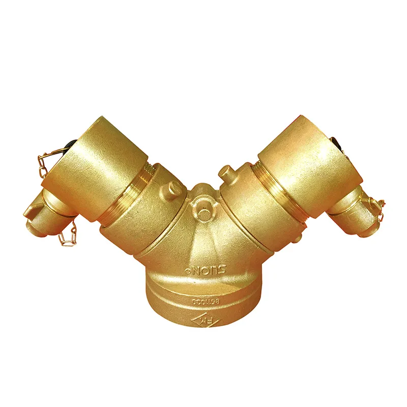 Factory Price Brass Siamese Connection Valve 4''X2 1/2''X2 1/2''   5 Years Warranty Firefighting Equipment Accessories FM UL