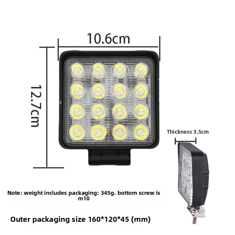 Luz de brazo de 16LED para excavadora, foco General de vehículo de construcción superbrillante, luz de cargador de carretilla elevadora de 12V-80Volt