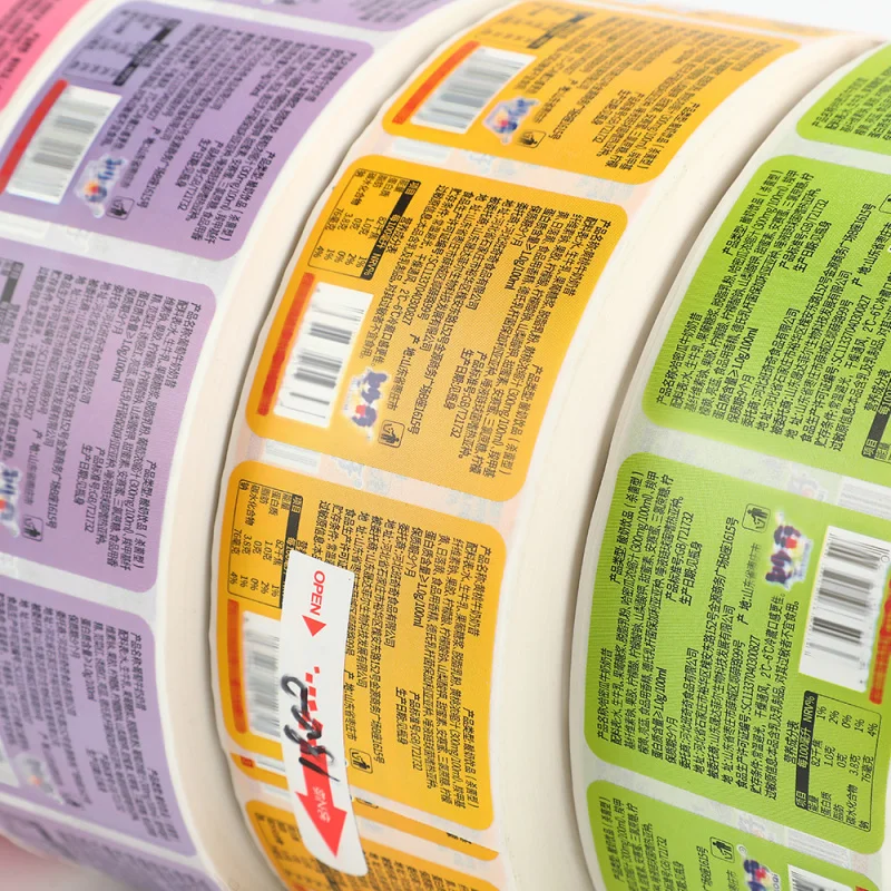 Custom Adhesive Labels Roll Printing Synthetic Paper Adhesive Stickers Product Food Beverage Information Labels