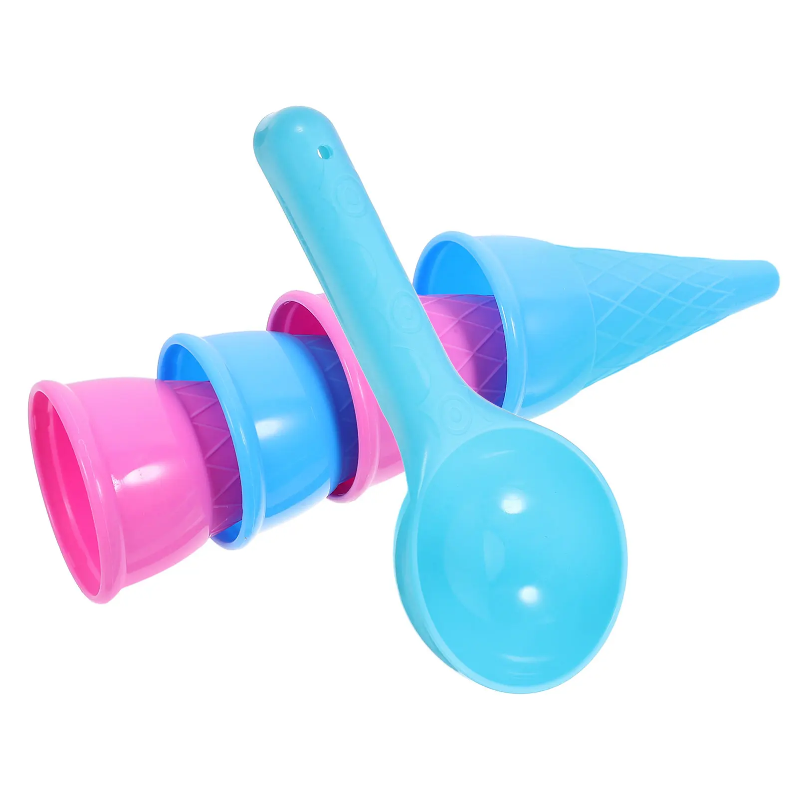 

5Pcs Ice Cream Cone Scoop Beach Play Set Bright Colored Plastic Sand Water Tools Children Outdoor Fun Creativity Development
