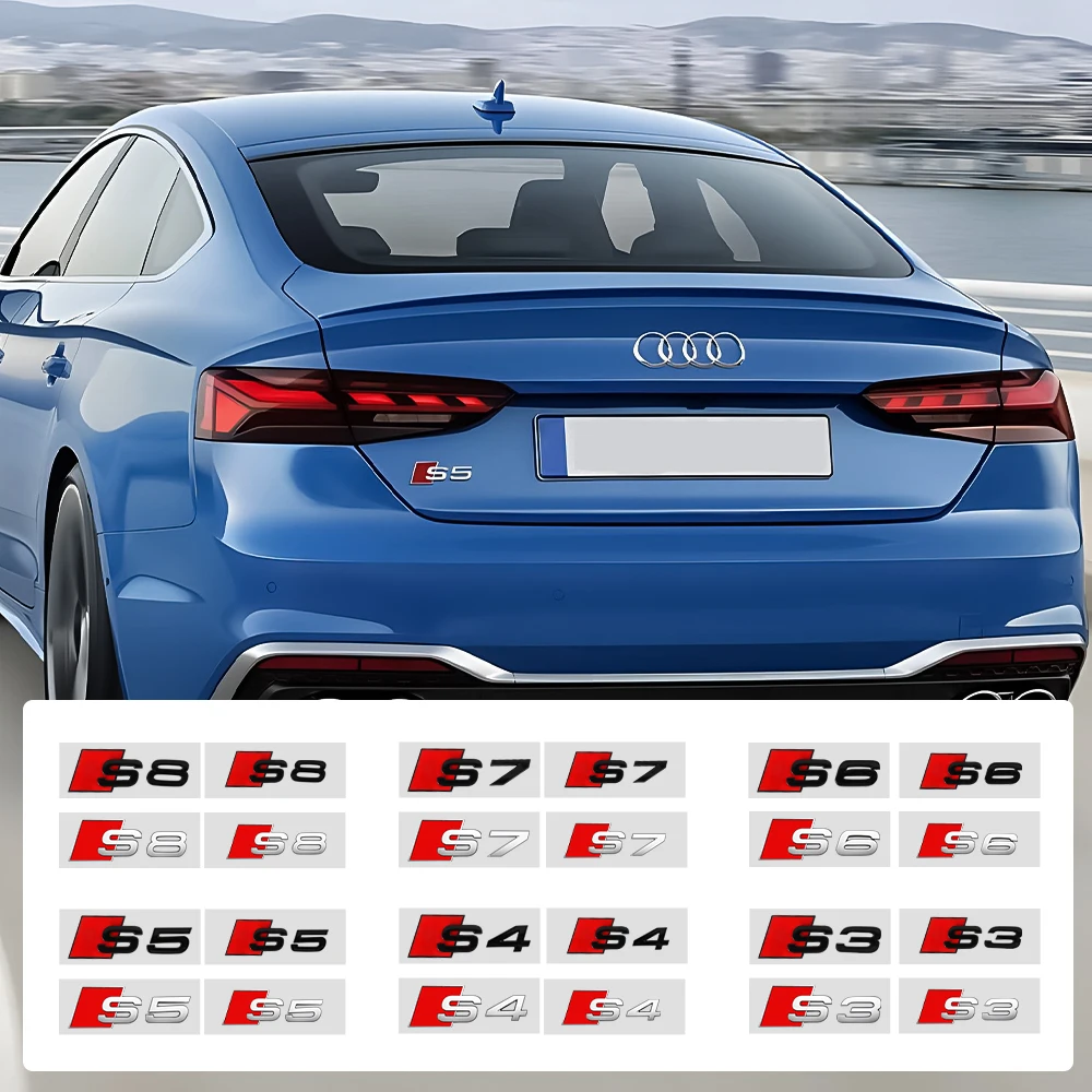 

3D ABS Car Rear Trunk S3 S4 S5 S6 S7 S8 Emblem Sticker Auto Exterior Accessories For Audi Sline TT RS Quattro A3 A4 A5 A6 A6L S