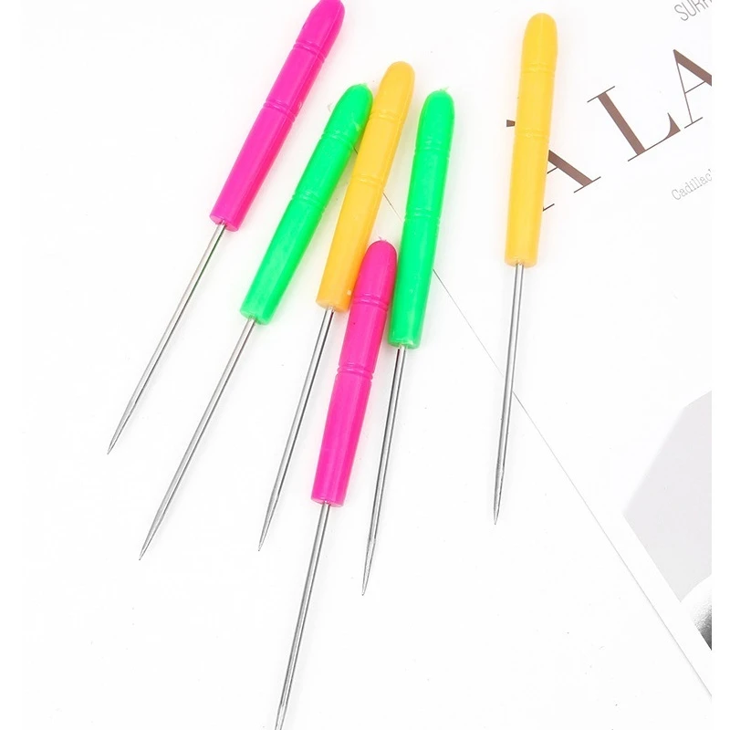 New Household Goods Colored Plastic Handle Awl Hand Multifunction Drilling Shoe Tool Punching Pick Needle Patching Shoe Needle