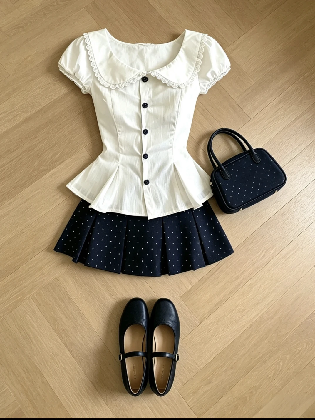 Summer Sweet And Spicy Girl Waist-Cinching Short Sleeve Shirt And Half Skirt Women's Outfit Set Salted Milk Foam Fashion