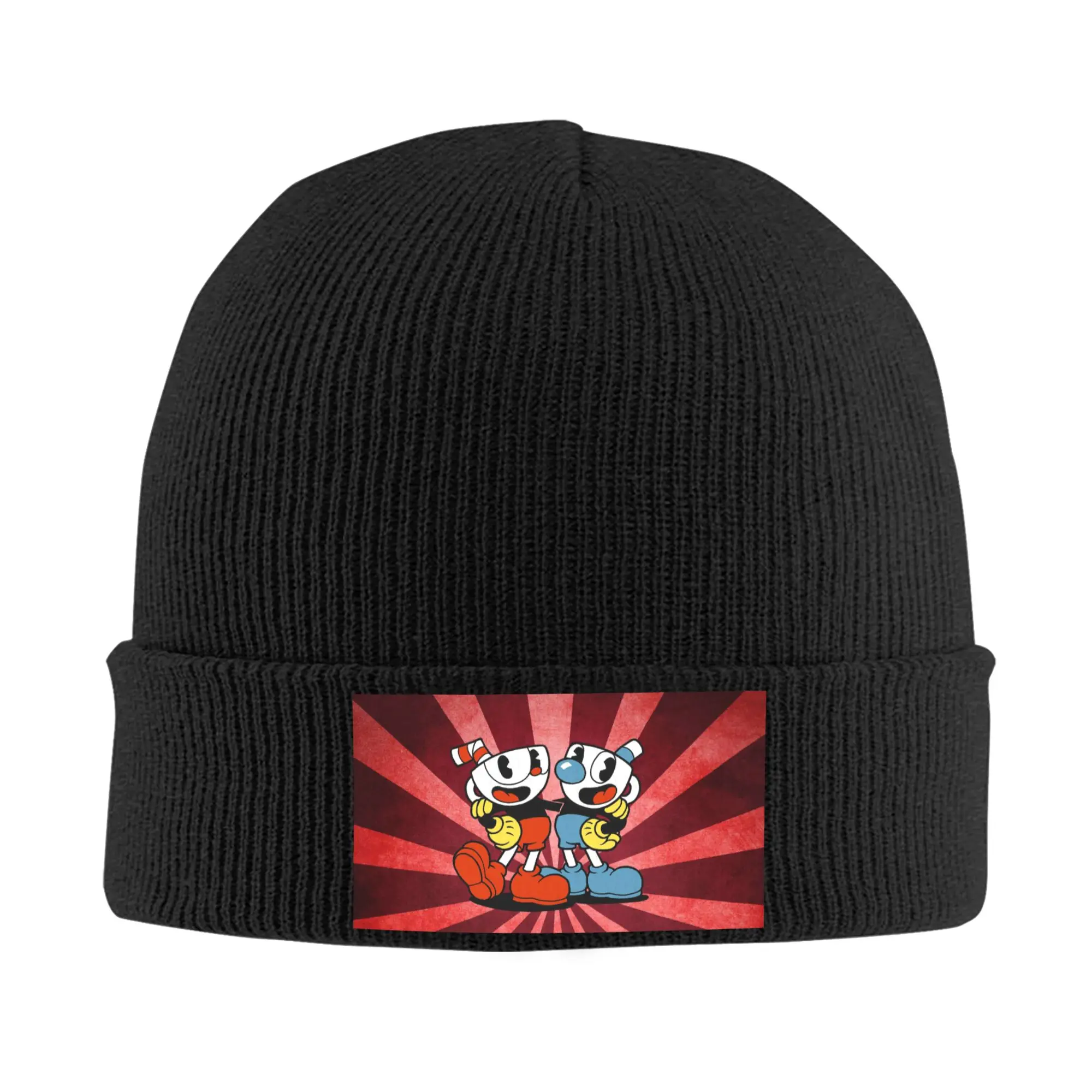 Custom Hot Game Cartoon Cuphead Mugman Skullies Beanies Caps Men Women Streetwear Winter Warm Knitting Hat Adult  Bonnet Hats
