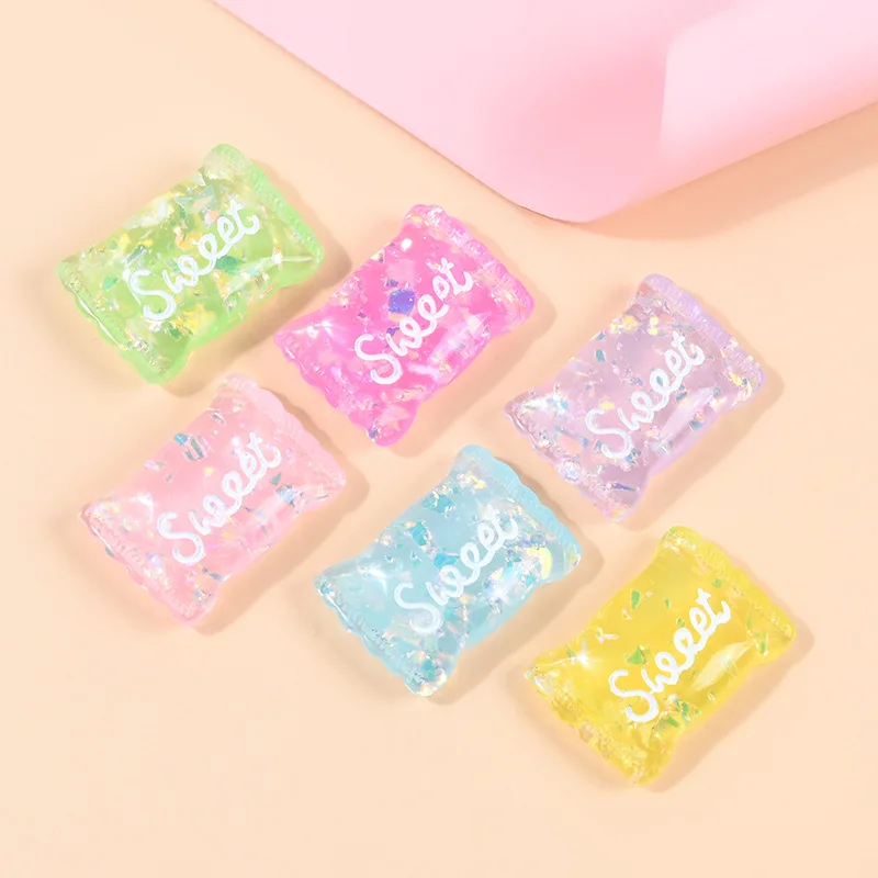 10pcs Kawaii Resin Crystal Candy Series Cabochon Embellishments Flatback Craft Material Miniature Accessories Mini Figurine Diy