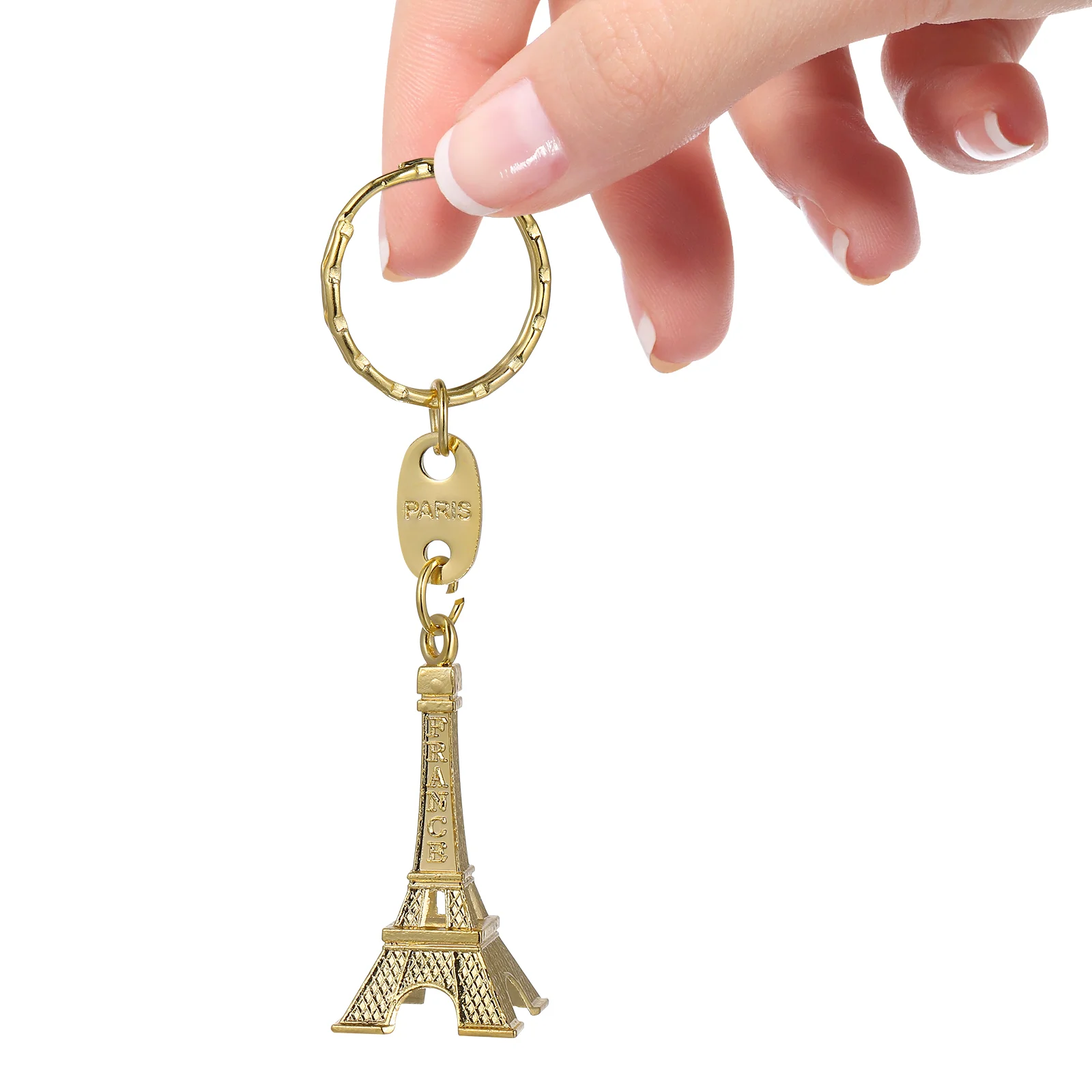 12 Pcs Golden Keychain Mini Pendant Eiffel Tower Refrigerator Car Decoration Retro Keyring