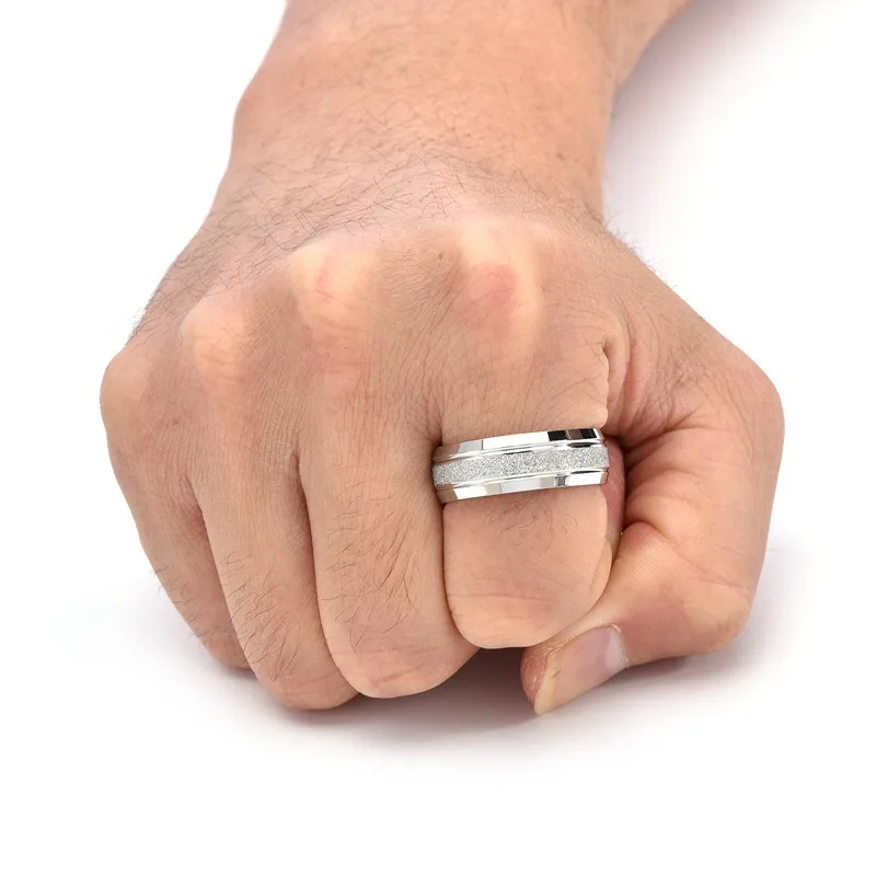 Somen 8mm Titanium Steel Frosted Rings For Women Men Romantic Engagement Wedding Party Fashion Jewelry Female Male Couple Ring