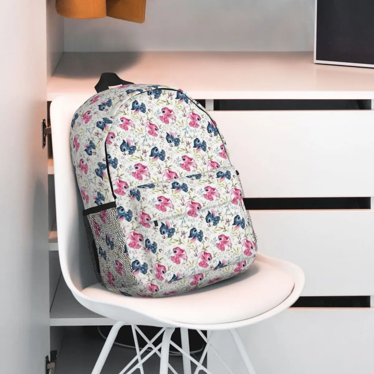 Stitch And Angel Compact 15-Inch Backpack - Stylish Lightweight Bag Perfect for Students and Commuters