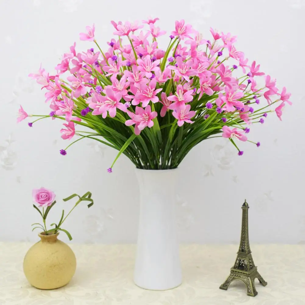 Flower Photography Props Elegant Artificial Orchid Flower Branch for Home Wedding Party Decor 7 Forks Faux for Indoor