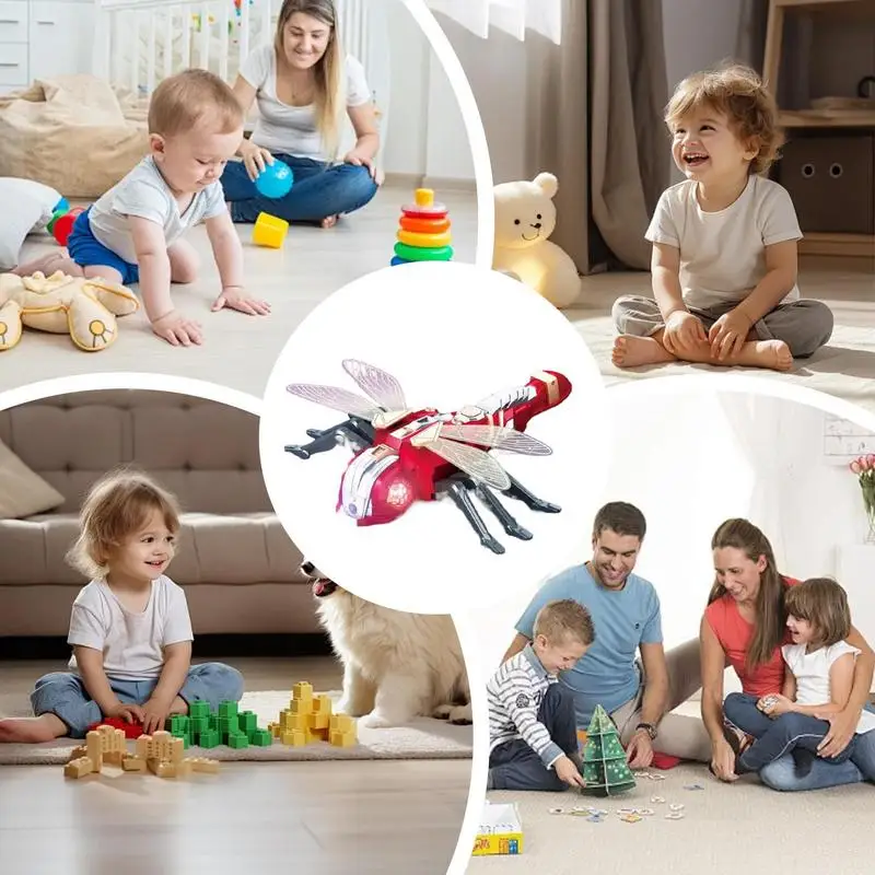 Brinquedos de controle remoto 2.4 ghz inteligente libélula rc brinquedo robô libélula com spray e luzes led rc garrafa musical realista para crianças