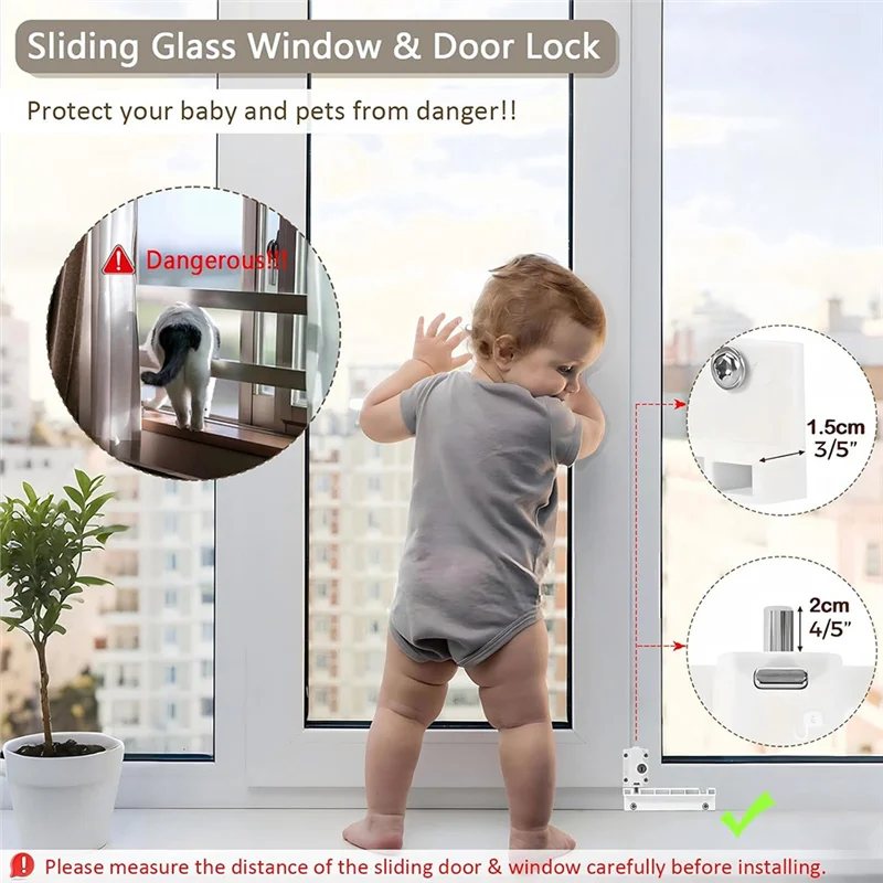 

PHILE-Patio Sliding Door Security Foot Kick Lock With Keyed, Fits On Top Rail-Childproof Patio Door Guardian-Or Bottom