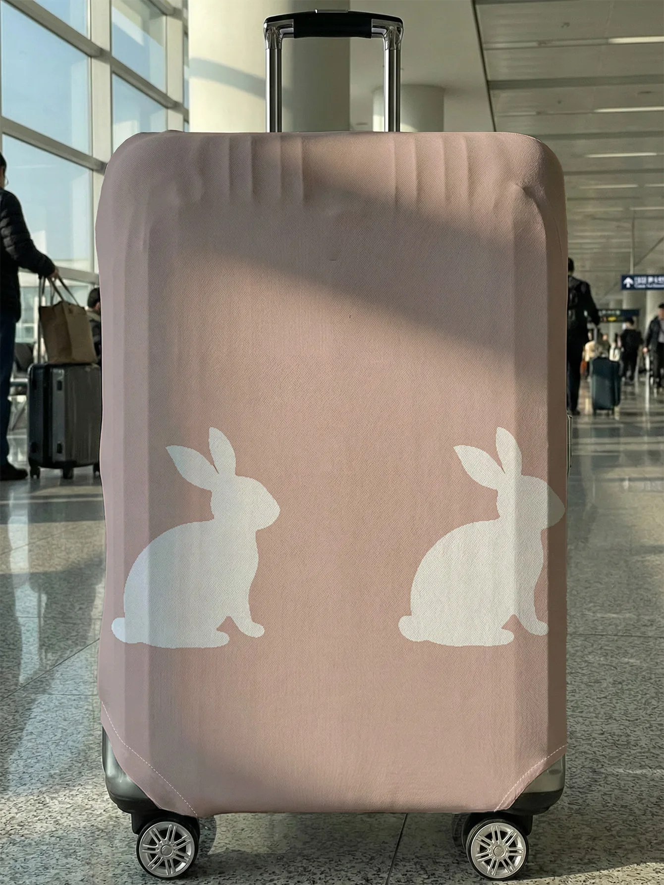 

Чехол для багажа с принтом силуэтов двух кроликов телесного цвета, подходит для чемоданов 18-32 дюймов, чехол для ручки чемодана, дорожные аксессуары